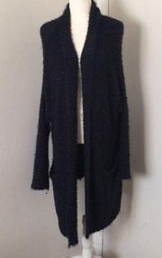 Ethereal Paper Crane Womens Blue Cardigan Medium Anthropologie Textured Pockets