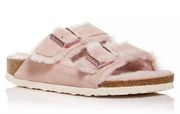 Birkenstock  Women's Arizona Pink Shearling Fur Slide Sandals 37 EU or 6-6.5 US