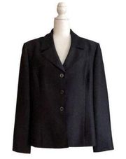 Le Suit Blazer Charcoal Black Three Button Front Career Blazer Jacket Size 16