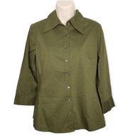 Merona Button Front Green Top Size M