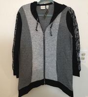 Chicos/Zenergy Color Block mix knit paisley jacket