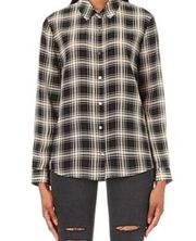 The Kooples Plaid Silk Button Down Blouse