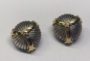 Vintage Two Tone Signed Oscar De La Renta Clip On Earrings