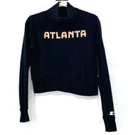 Starter Atlanta Crop Top Mock Neck Long Sleeve Black Rose Gold Black Label Sz Md