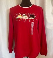 Breckenridge Red Christmas Snowman Pull Over Sweatshirt Size Medium NWT