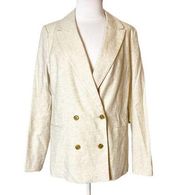 Banana Republic NWT  double breasted linen blazer tan sz 8