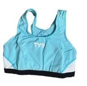 TYR Competitor Womens Support Sports Bra Top - Light Blue Black Size XS - $54