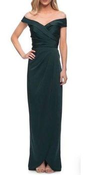 La Femme Emerald Green Formal Gown Off the Shoulder Dress Size 8, NEW $365.00