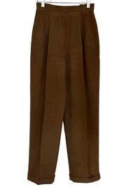 Ann Taylor Vintage Brown Silk Wide Leg High Rise Y2K 90s Dress Work Pants 4