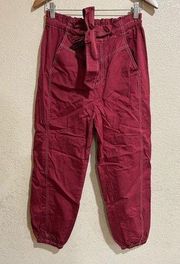 Rebecca Taylor red jogger paper bag pants SAMPLE S