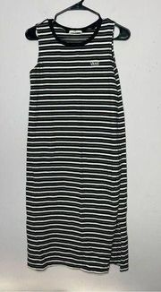 Vans Womans Midi Dress Striped Black White Size Small