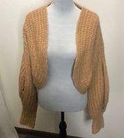 woman’s short knitted cardigan tan size medium