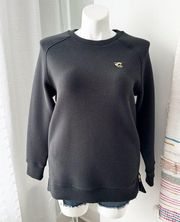 Varley Black Side Zip Ribbed Knit Crewneck Pullover Sweatshirt Women’s Medium