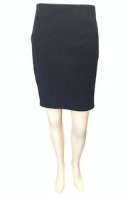 Ann Taylor LOFT Polyester Spandex Dark Navy Blue Pencil Midi Skirt Size M