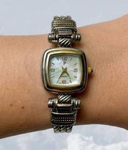 Dainty gold silver vintage wrist cuff watch