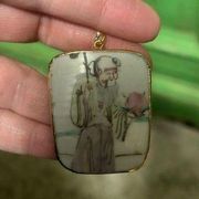 Large broken China pendant.  Old Chinese man design.