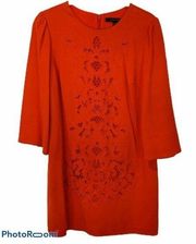 Cynthia Steffe Anya Embroidery Cut Out Shift Dress Long Sleeve Round Neck Sz 10