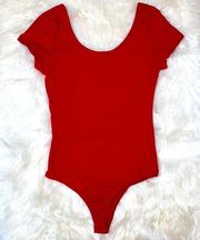 Active Basic Red Short Sleeve Bodysuit