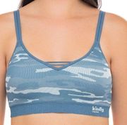 Kindly Yours Reef Blue camouflage caged v-neck bralette size XXXL