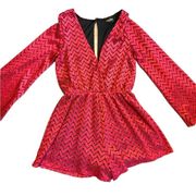 Audrey 3+1 Bell-Sleeved Burgundy Romper Women's Size​​​