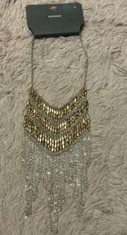 Gold and silver color necklace fringe style