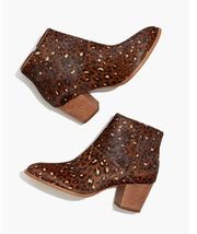 Madewell The Rosie Rich Brown Multi Mini Leopard Calf Hair Ankle Boots Women’s 6