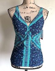 Jantzen “MARE” Paisley Ruched Swim Top Ss 8 NWT