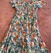 A gorgeous floral maxi dress with small ruffles