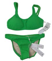 Pily Q Women's Sz Small Kiwi Reef Ring Side Two Piece Bikini Swimsuit Green NEW