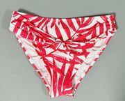 Pink White ‘Campari’ Palm Leaf Floral Tie-Front Luxury Designer Bikini Swimsuit Bathing Suit Swim Bottoms Swimwear Size S 🌴