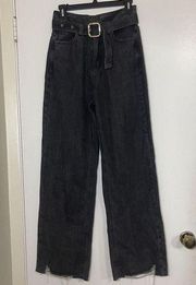 NWT Kittenish Black Wash High waist Straight leg Belted denim Jeans size US 27