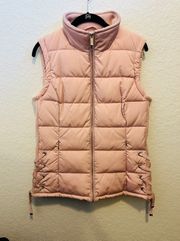 NWT-  Lace-Up Quilted Puffer Vest Pink Full-Zip Women’s Size Small