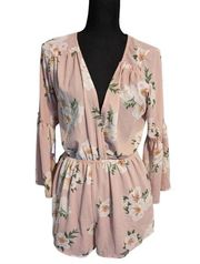 Audrey 3+1 Pink Longsleeve Floral Romper