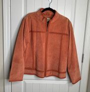 Cabela's Vintage  y2k suede leather zip up women’s jacket size large salmon