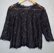 3/$30 Talbots | 12P Sheer Black Lace Blouse