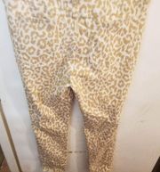 J.CREW denim size 28 cream colored jeans with tan animal print frayed on the hem