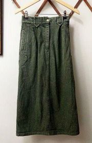 Forest Green Denim Midi Skirt Small
