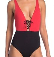 Onia Iona Santa Fe red color block swimsuit one piece swim size Small