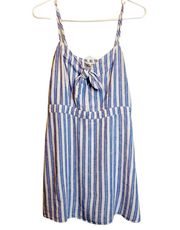 - Striped, Tie-Front Dress With Spaghetti Straps - Sz. 8