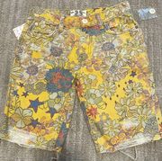 We The Free NWT Free People  yellow floral bermuda jean shorts sz 25