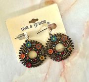 Ava and Grace circle flower earrings