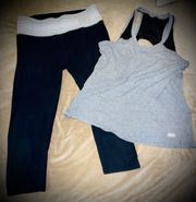 Ladies Gray And Black Workout Outfit Size Medium 