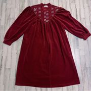 Vintage VANITY FAIR Robe Embroidered Nightgown USA Medium Zip