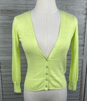 AEROPOSTALE Cropped Cardigan Rhinestone Buttons Chartreuse-XS