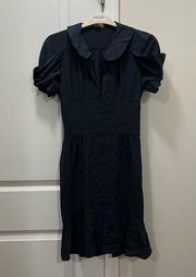 Fendi Navy Blue Puff Sleeve Collared V-Neck Dress Size 40 EU $1,250