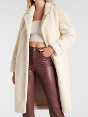 Faux Shearling Button Front Coat XL Express women’s coat sold out NWT $398
