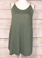 Liz Lange Olive Green Crochet Neck Tunic Tank Size XL