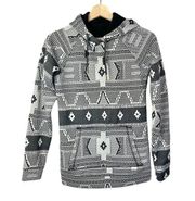 O'Neill Black & White Pullover Aztec Hooded Sweatshirt XS