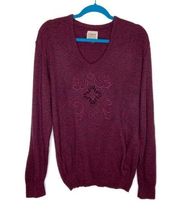 Furst Of A Kind Maroon Marled Pullover Sweater