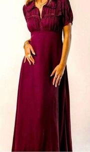 ✨Maroon Polka Dot Collared Maxi Dress✨